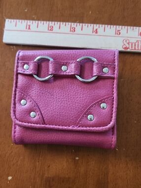 Source Unknown Pink Bifold Wallet with Silver Ring Details